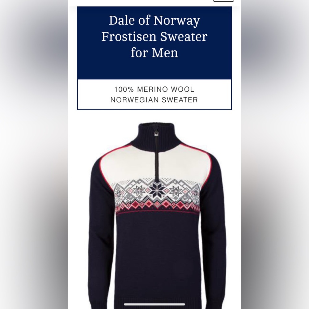 Dale of Norway men’s 100% wool sweater NWT